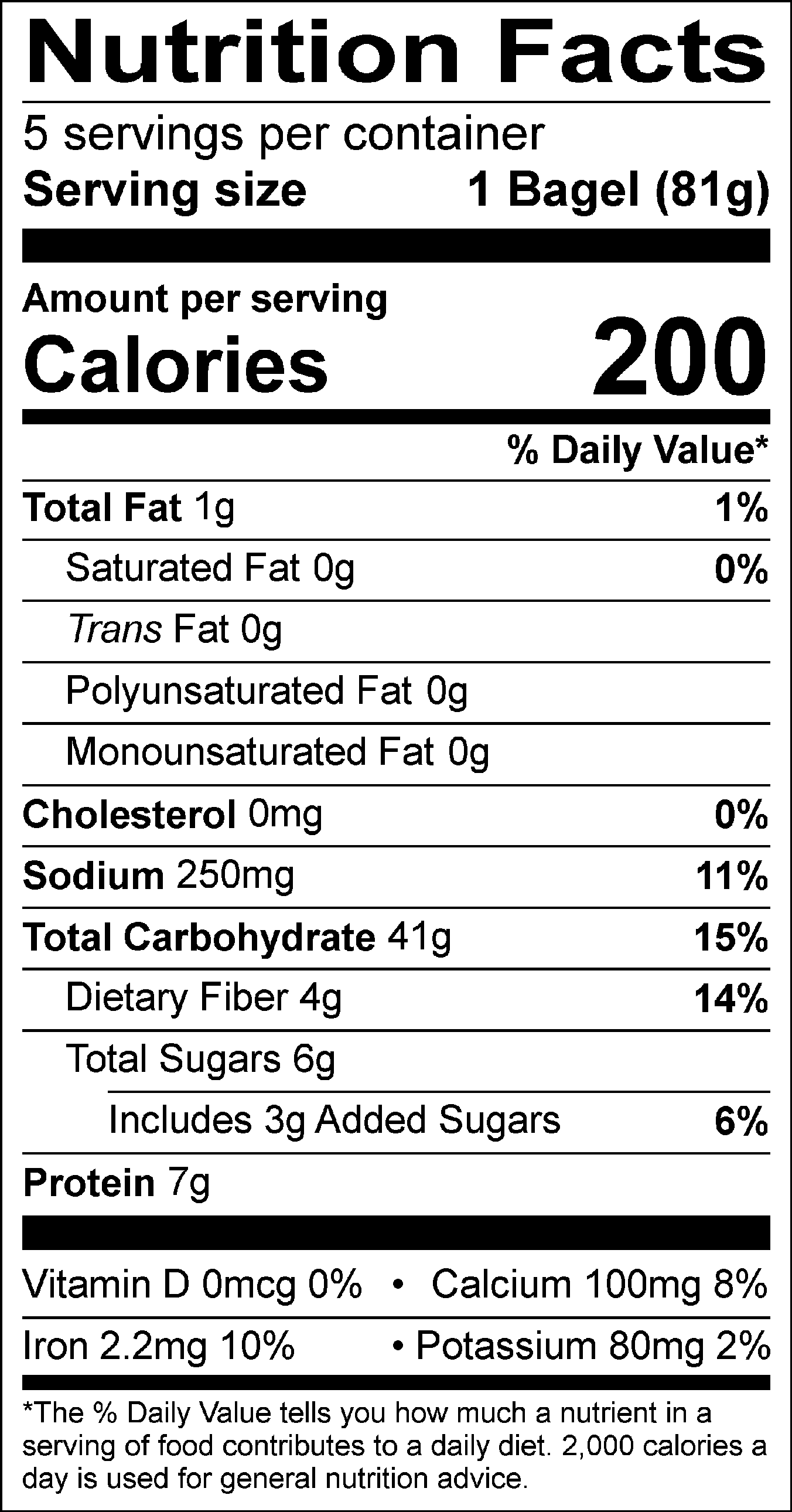 Apple Cinnamon Bagels Nutrition